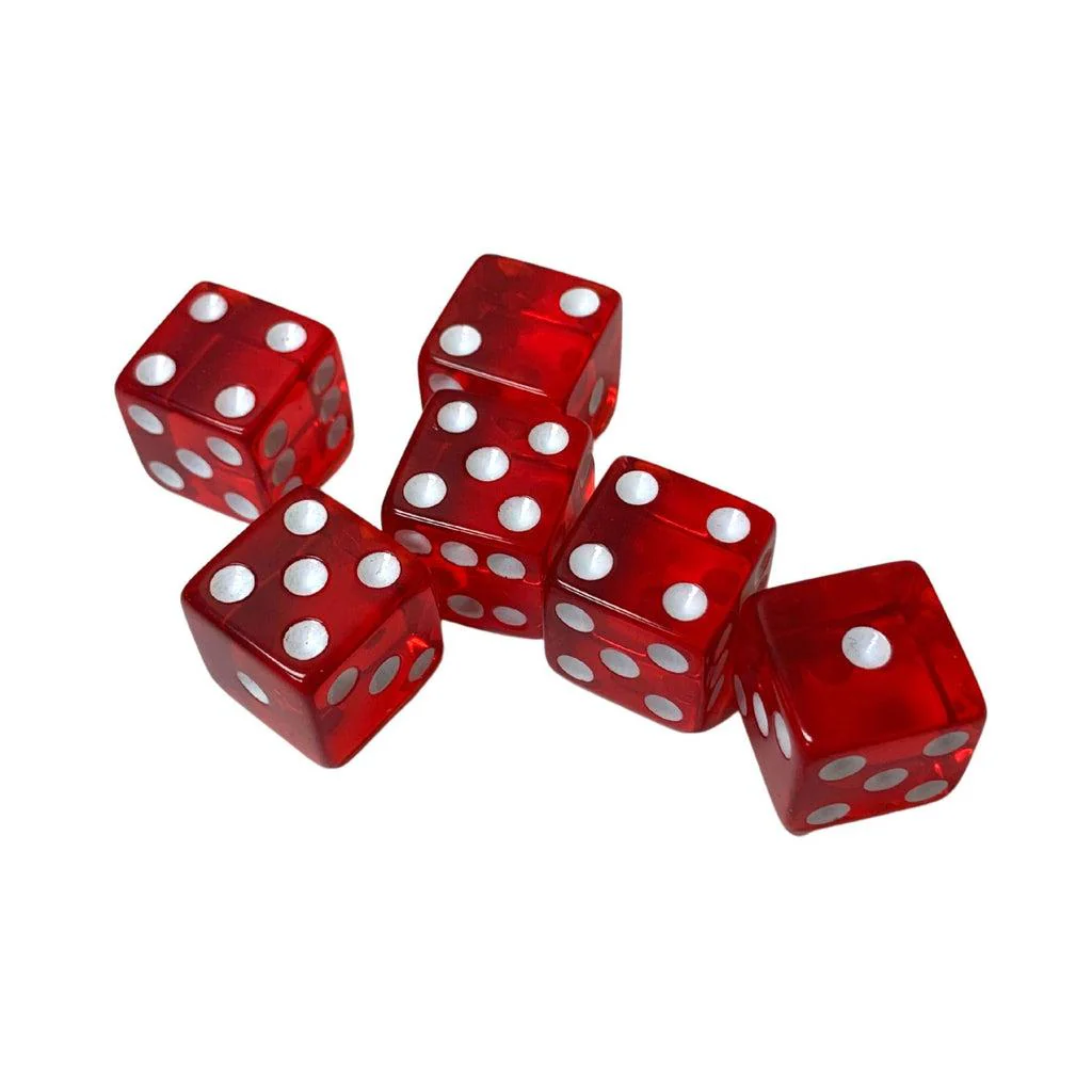 6 Transparent Red Dice