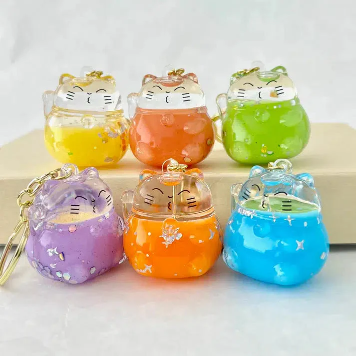 Colorful Maneki Cat Keycharm