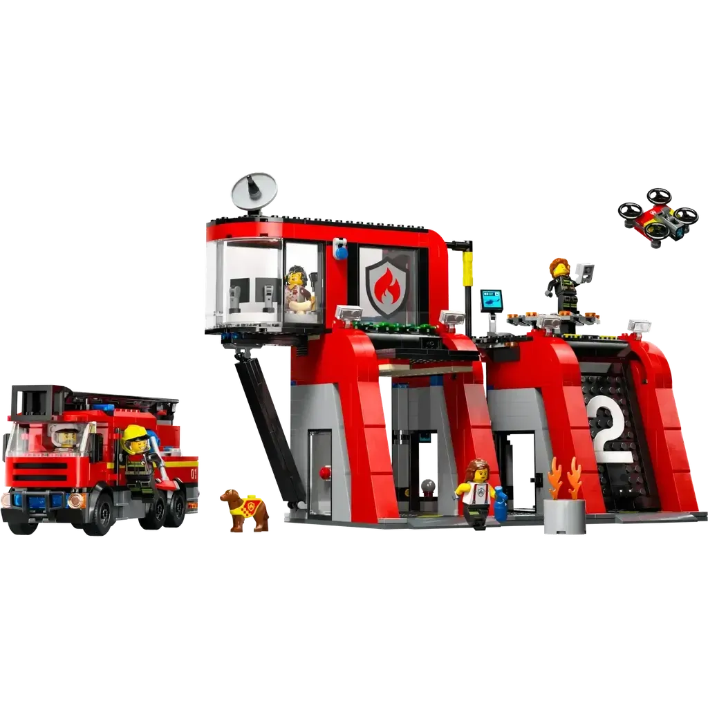 Fire Station with Fire Truck