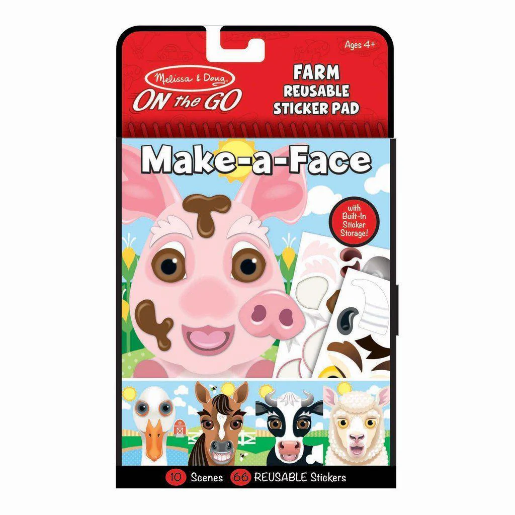 Make-a-Face - Farm Reusable Sticker Pad - On the Go Travel Activity