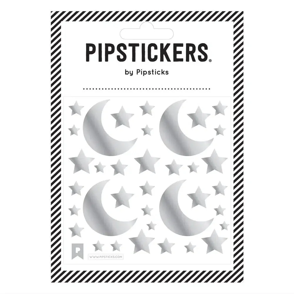 Silver Holographic Moon & Stars Stickers